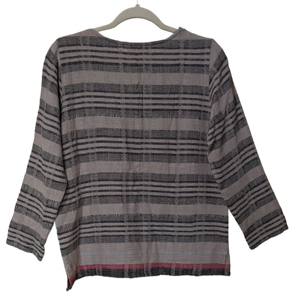 XIRENA striped gauzy flowy cotton top blouse tan black size XS - Picture 2 of 9